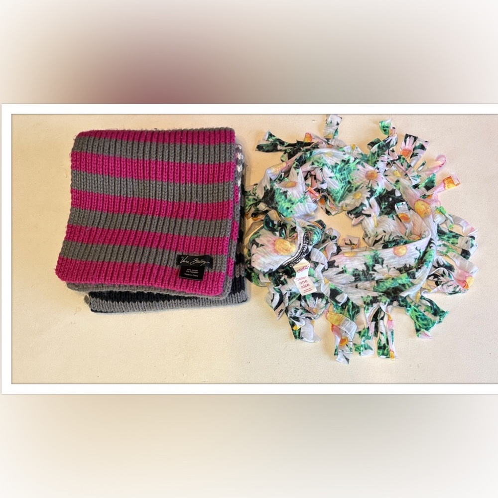 Vera Bradley Striped Knit & Justice Floral Infinity scarfs!